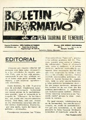 Boletín informativo de la Peña taurina de Tenerife