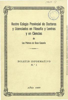 Boletín informativo del Colegio provincial de doctores y licenciados en Filosofía y Letras y en Ciencias de Las Palmas de Gran Canaria