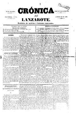 Crónica de Lanzarote : periódico de noticias e intereses materiales