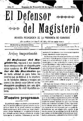 El Defensor del Magisterio : revista pedagógica de la provincia de Canarias