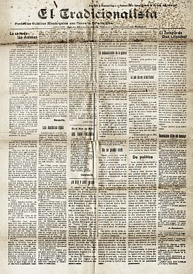 El Tradicionalista. Periódico católico monárquico con censura eclesiástica
